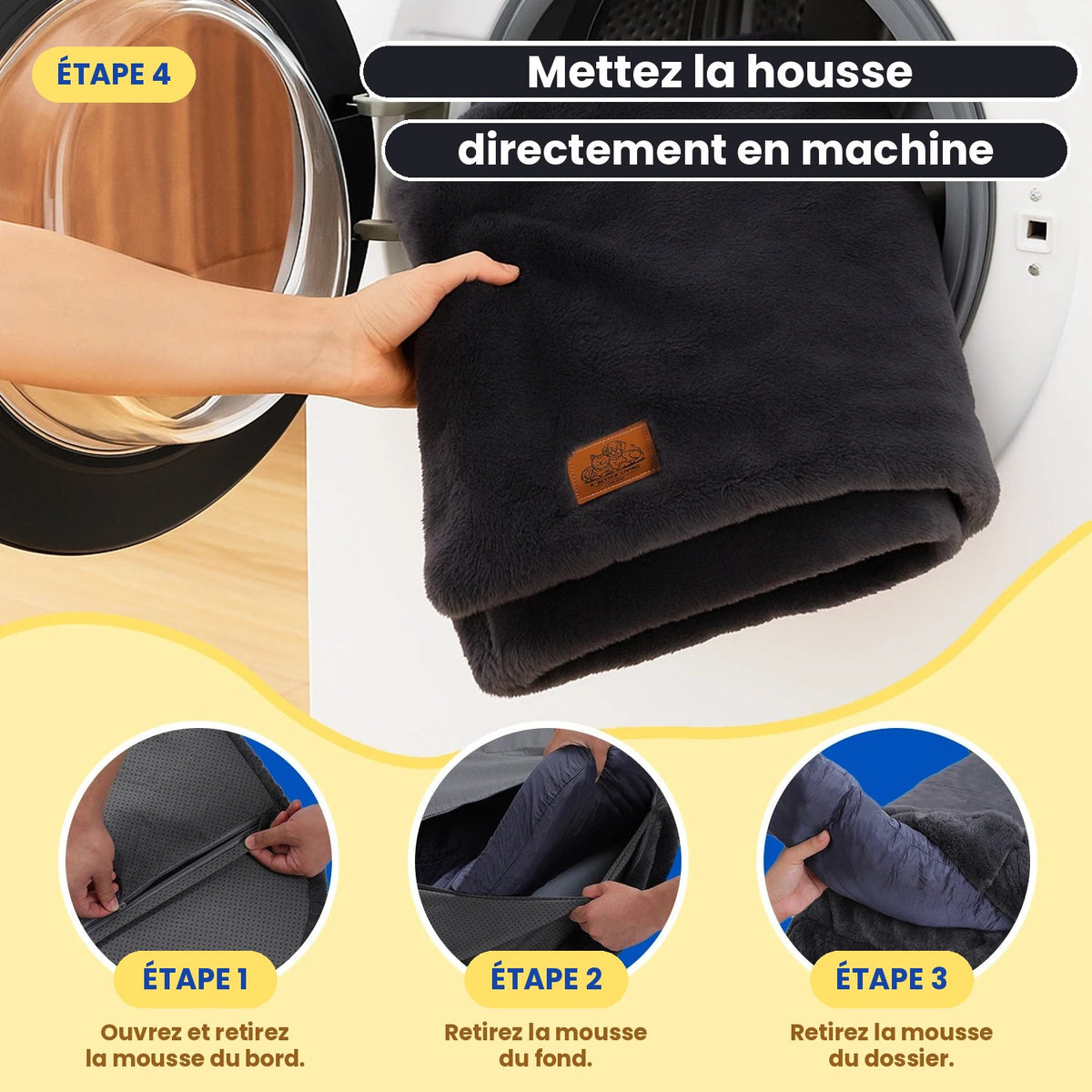 Housse du lit pour chien lavable en machine