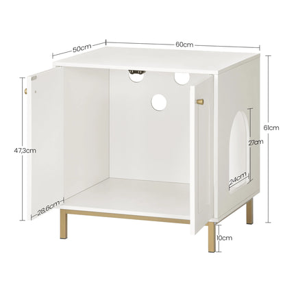 Dimensions du meuble cache-litière : 60 × 50 × 61 cm