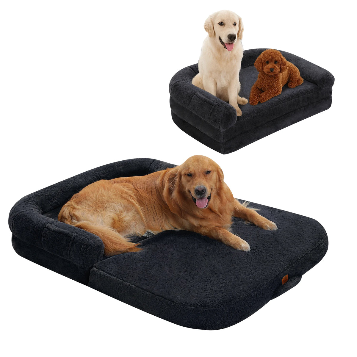 Lit-canapé pliable pour chien, en version lit et en version canapé