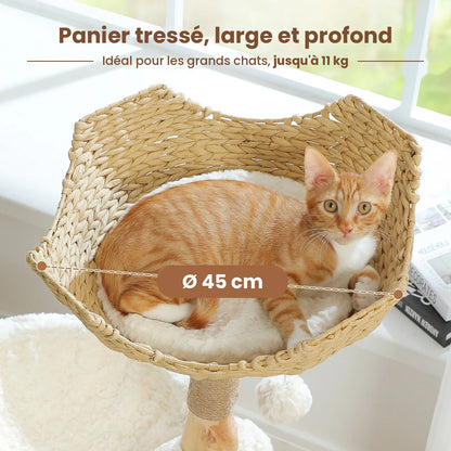 Panier en osier tressé de 45 cm de diamètre, pour les grands chats jusqu'à 11 kg